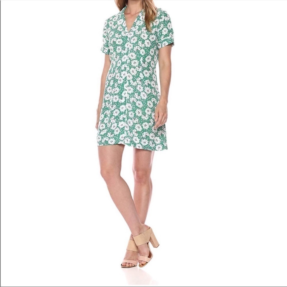 CALVIN KLEIN JEANS GREEN FLORAL FLOWY DRESS SIZE MEDIUM